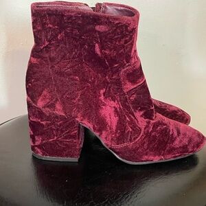 Velvet Ankle Boots in Rich Burgundy